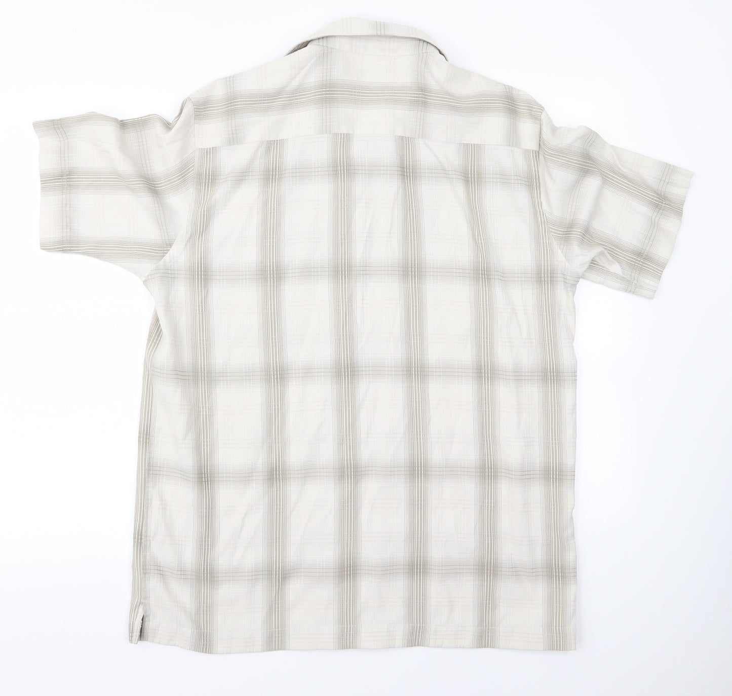 BHS Mens Beige Check   Button-Up Size L