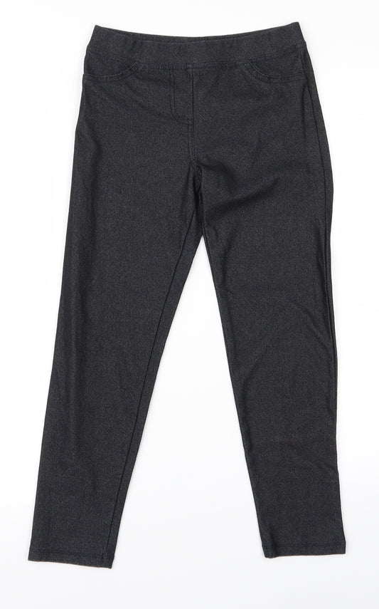 Front view of Gap girls’ grey jegging trousers, size 12, years