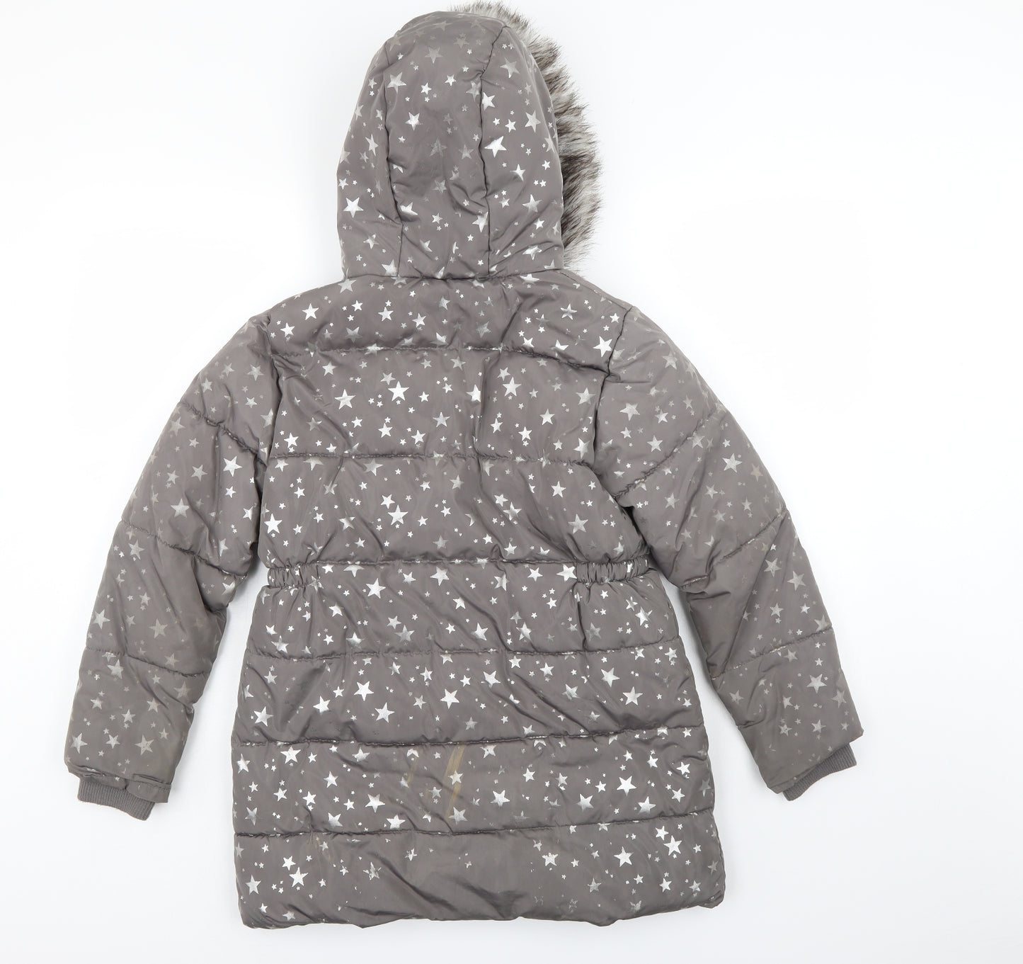 TU Girls Silver   Puffer Jacket Coat Size 9-10 Years