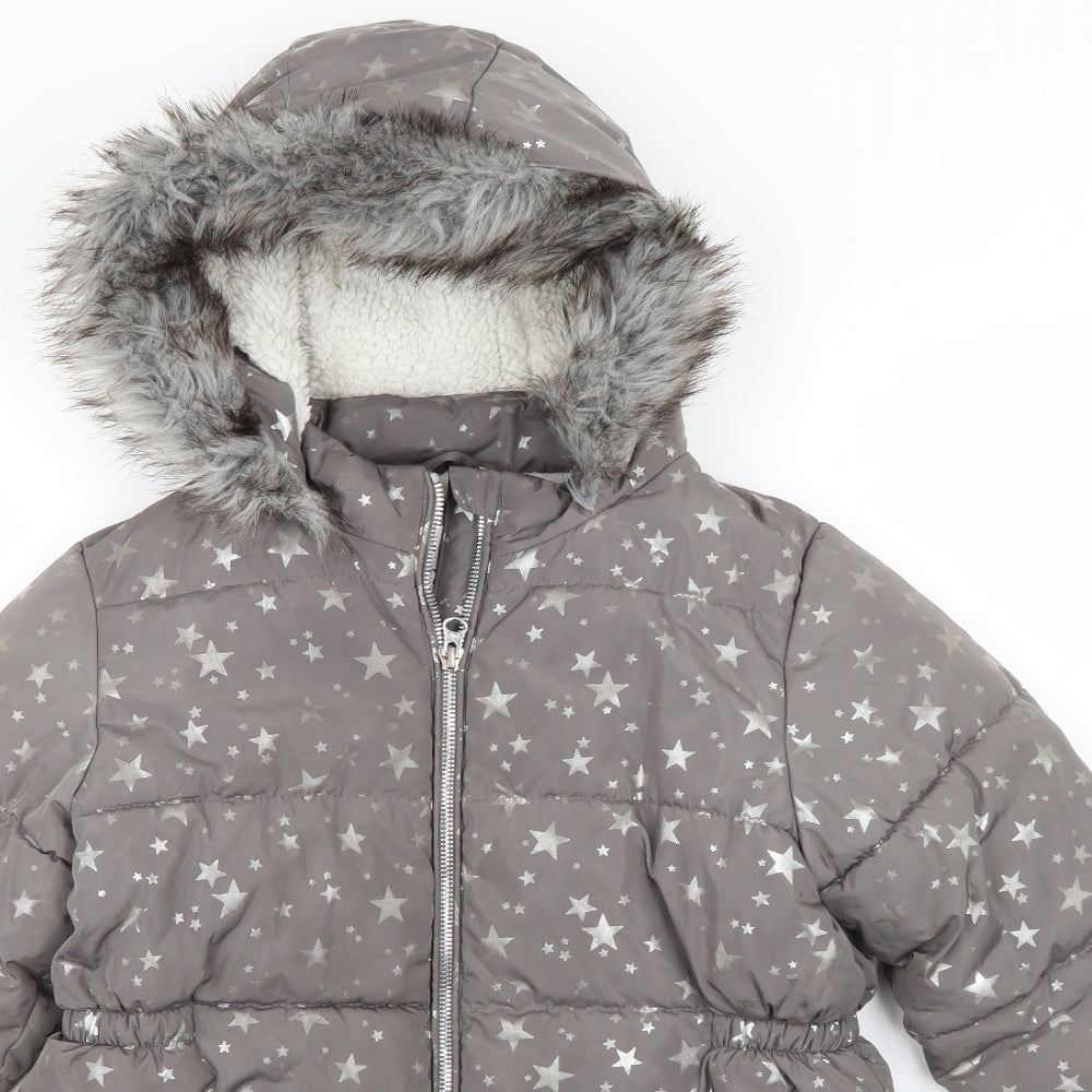 TU Girls Silver   Puffer Jacket Coat Size 9-10 Years