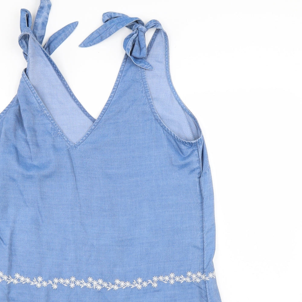 Monsoon Womens Blue Floral  Tunic Blouse Size M  - BEACH WEAR