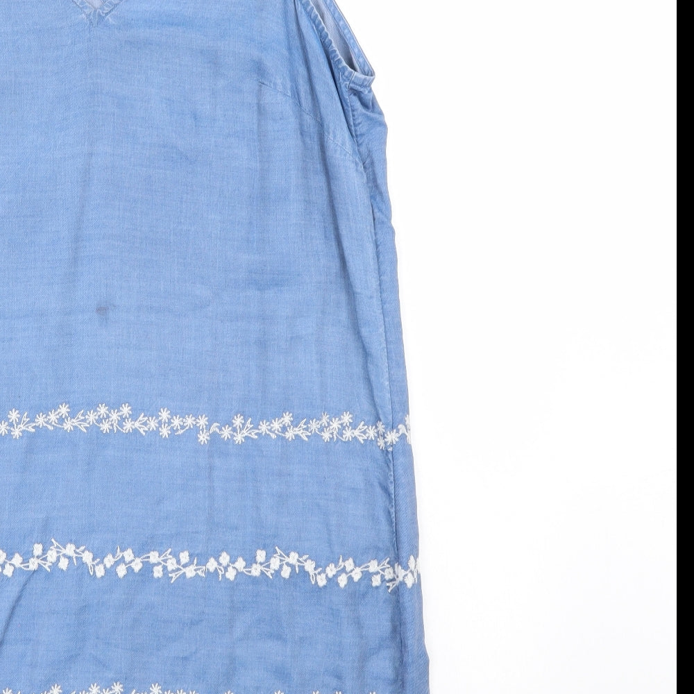 Monsoon Womens Blue Floral  Tunic Blouse Size M  - BEACH WEAR