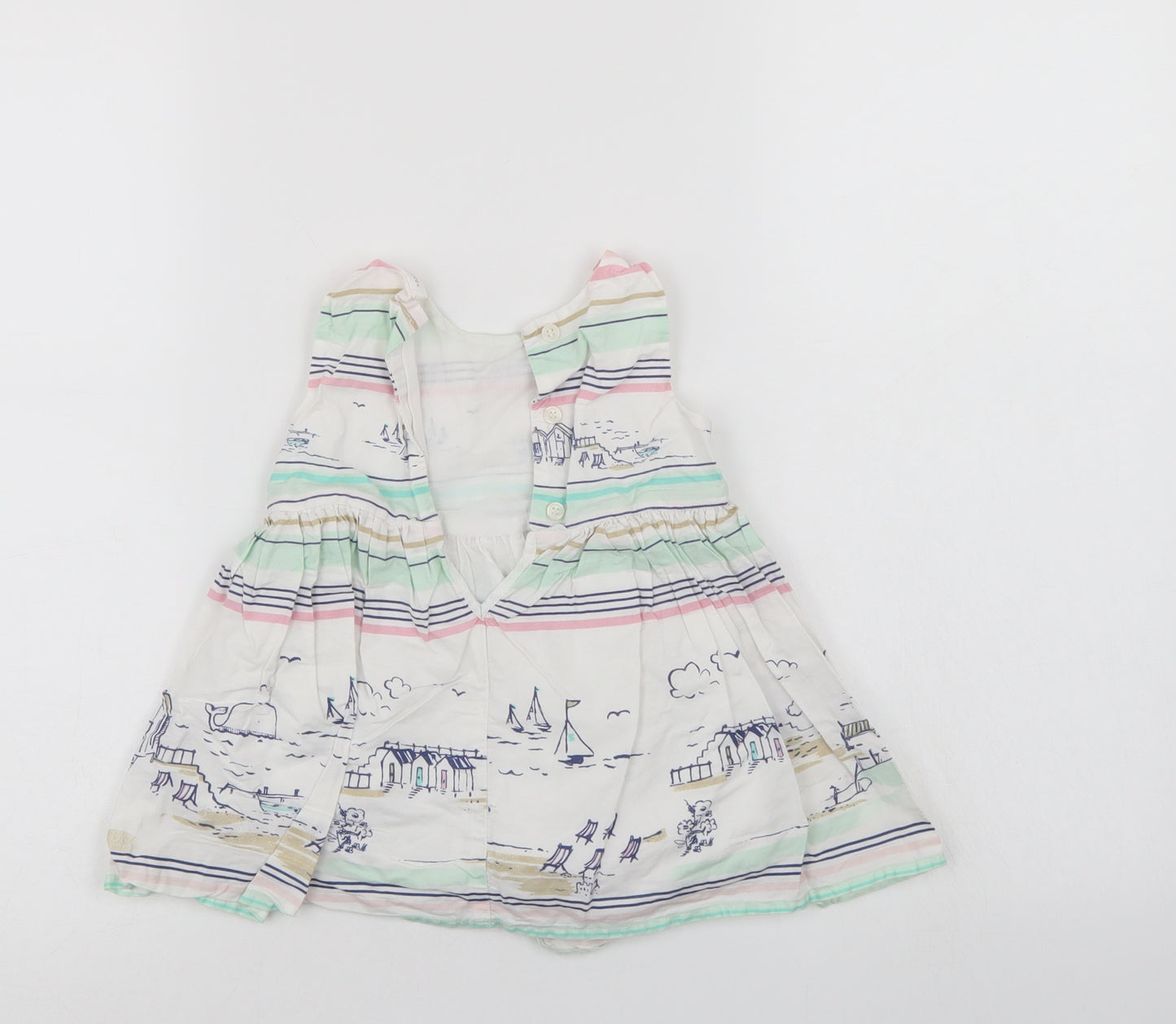 NEXT Girls White   Tank Dress  Size 6-9 Months  - Seaside Print