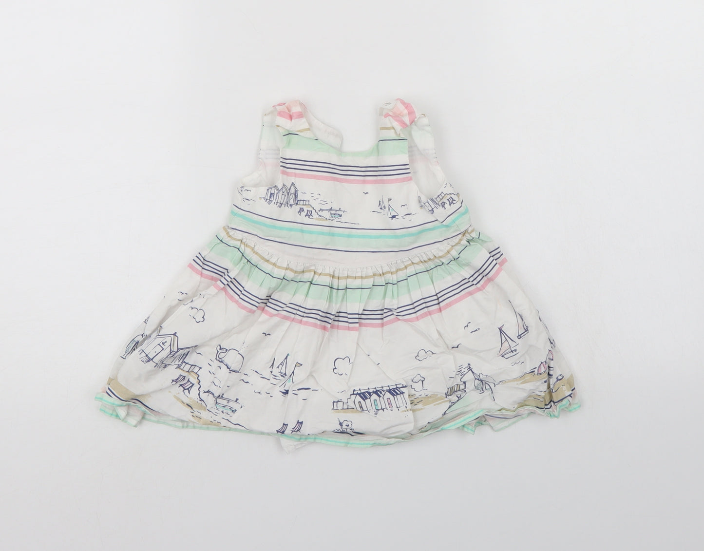 NEXT Girls White   Tank Dress  Size 6-9 Months  - Seaside Print