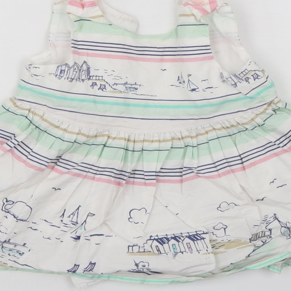 NEXT Girls White   Tank Dress  Size 6-9 Months  - Seaside Print
