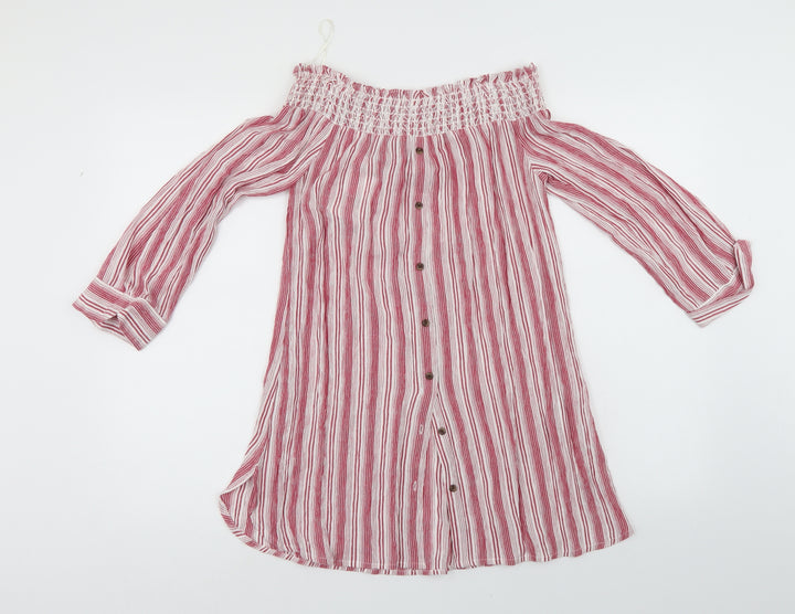 NEXT Womens Red Striped  Basic Blouse Size 8