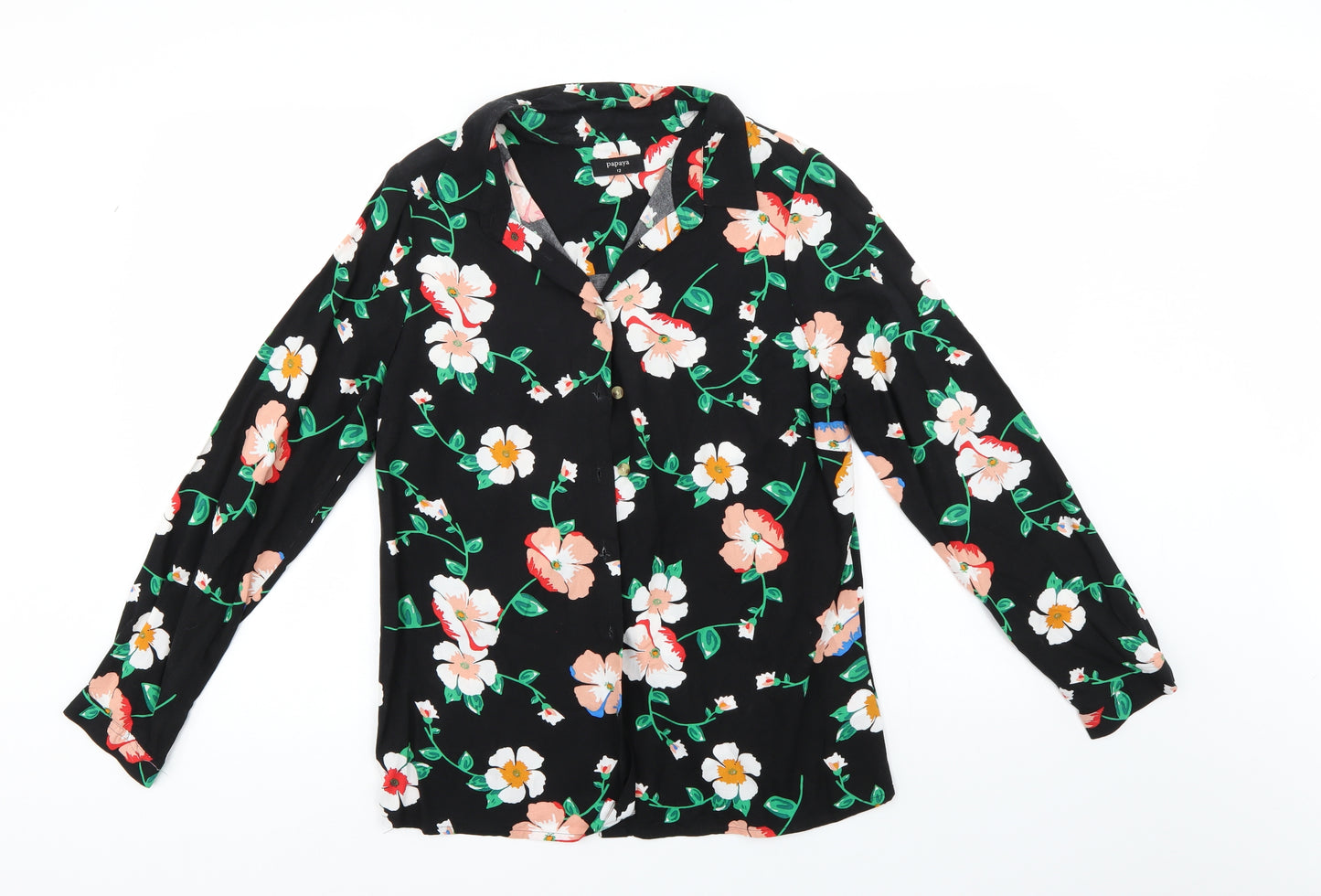 Papaya Womens Multicoloured Floral  Basic Button-Up Size 12