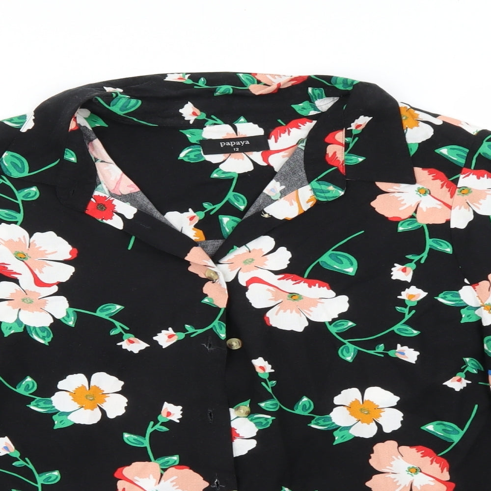 Papaya Womens Multicoloured Floral  Basic Button-Up Size 12