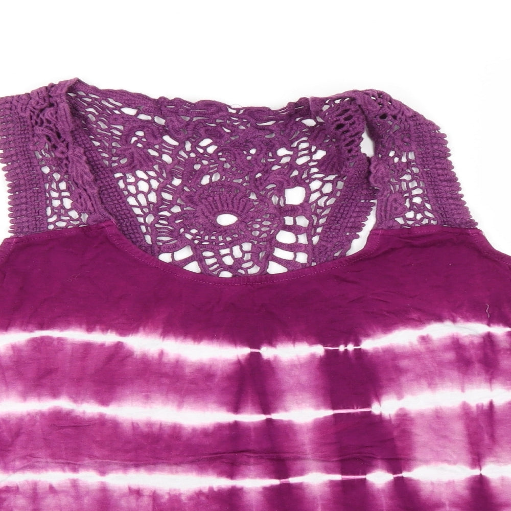 TU Womens Purple Striped  Basic Tank Size 16  - Tie Dye