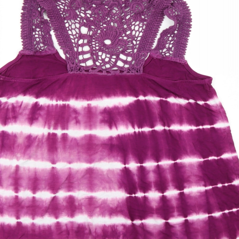 TU Womens Purple Striped  Basic Tank Size 16  - Tie Dye