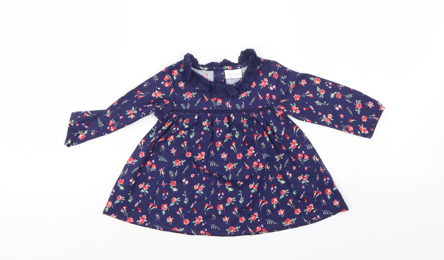 NEXT Girls Blue Floral  T-Shirt Dress  Size 3-6 Months
