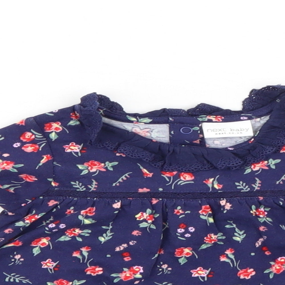 NEXT Girls Blue Floral  T-Shirt Dress  Size 3-6 Months