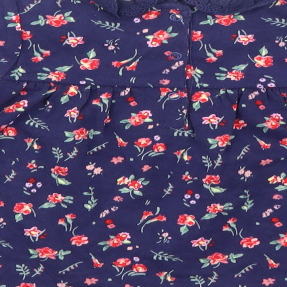 NEXT Girls Blue Floral  T-Shirt Dress  Size 3-6 Months