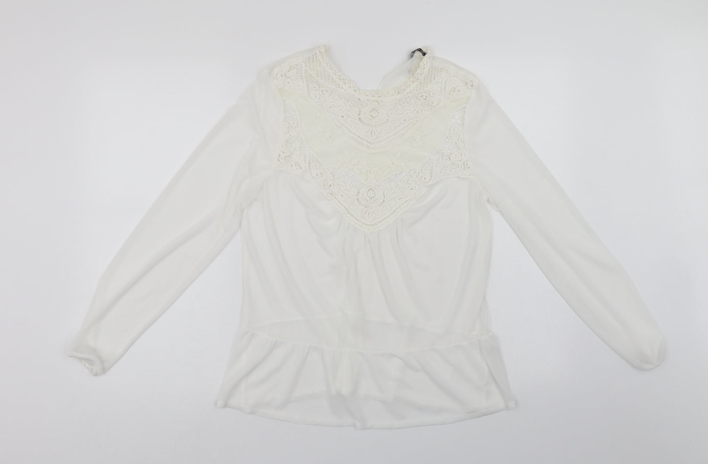 Atmosphere Womens White   Tunic Blouse Size 14  - lace neckline