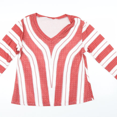 Preworn Womens Red Striped  Tunic Jumper Size L