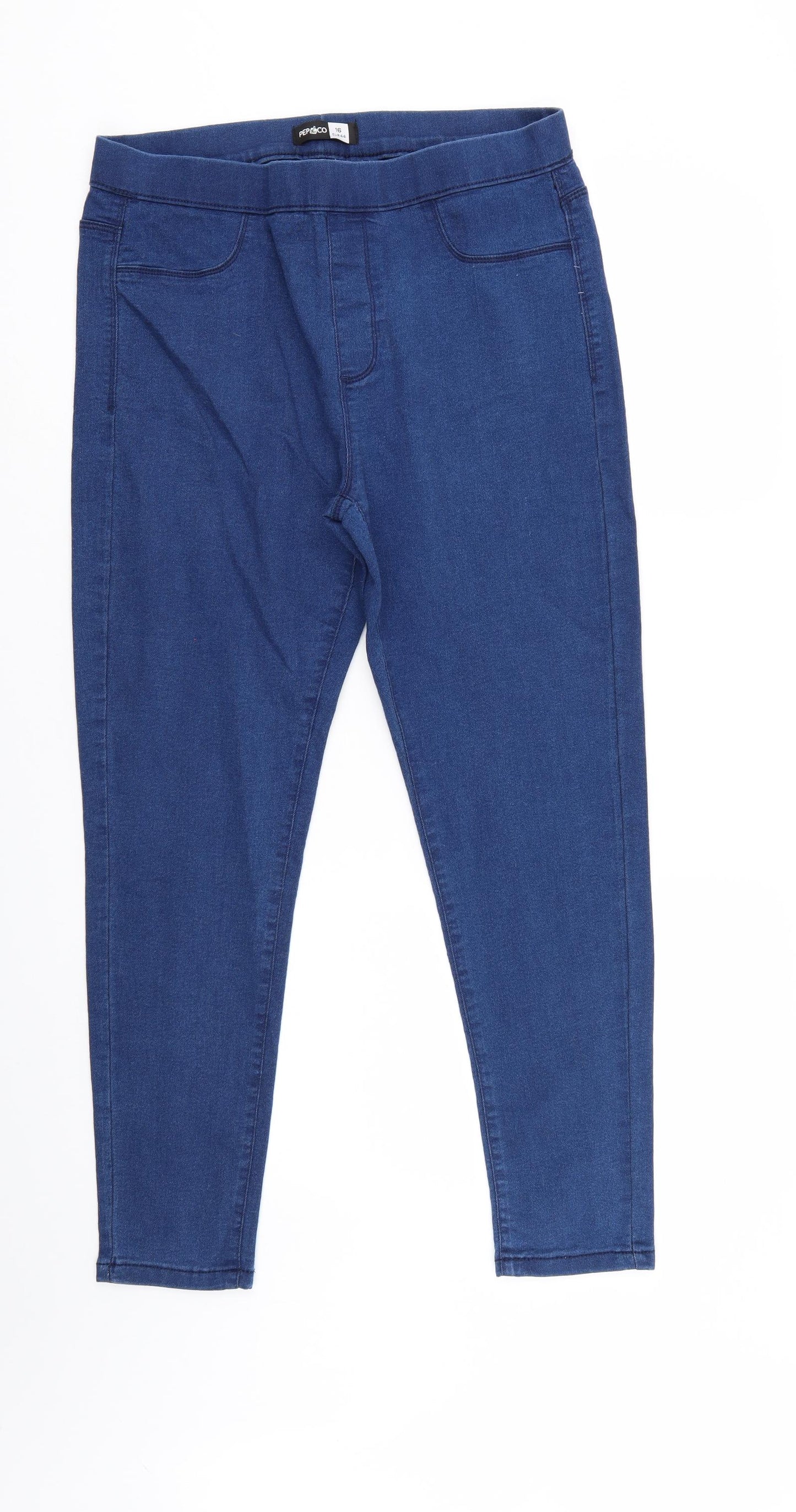 pep & Co Womens Blue  Denim Jegging Jeans Size 16 L28 in