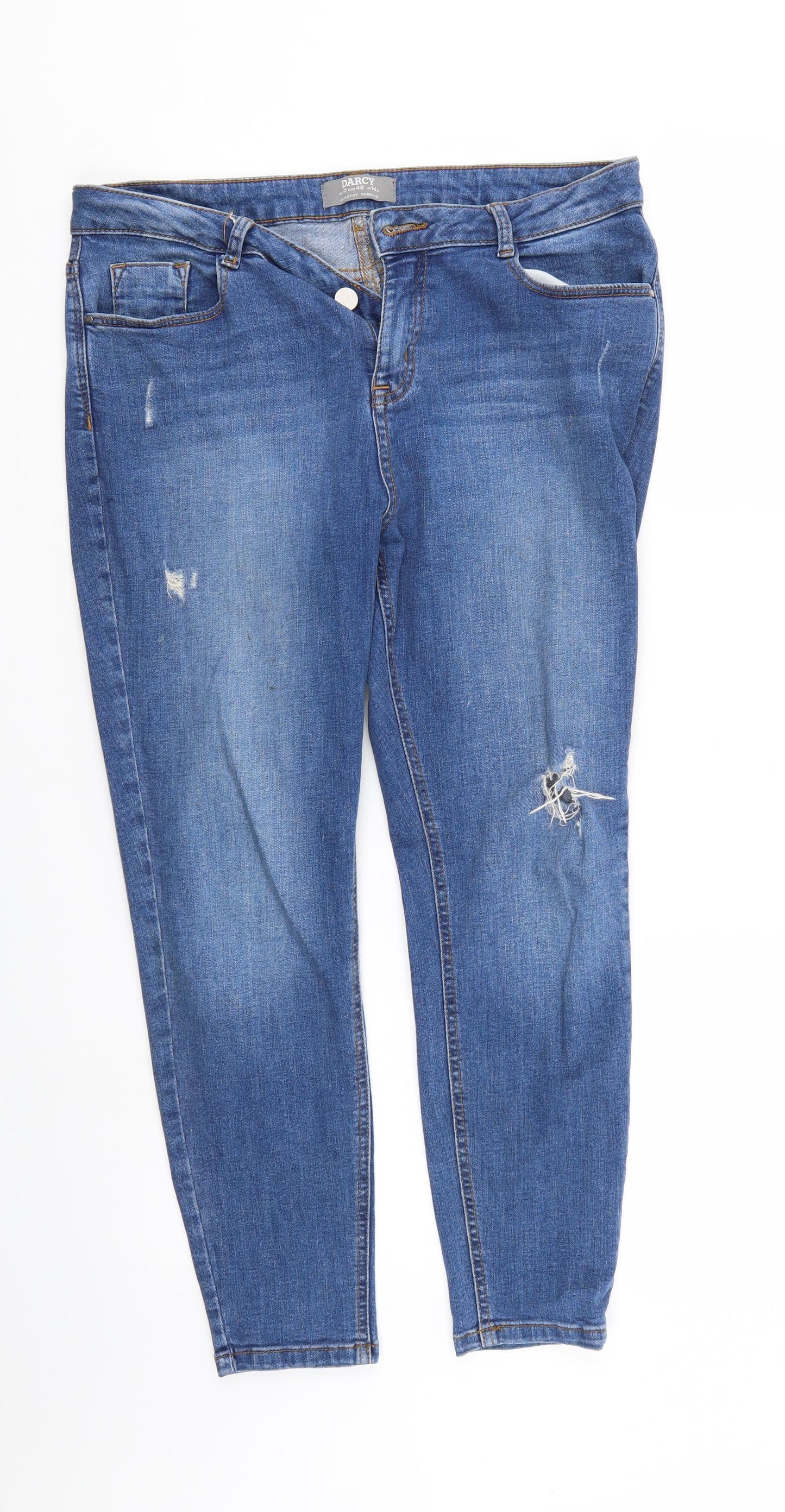 Dorothy Perkins Womens Blue  Denim Tapered Jeans Size 14 L24 in
