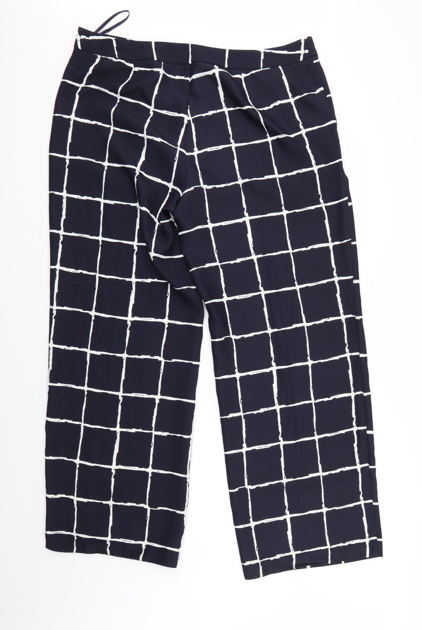 M&S Womens Blue Check  Trousers  Size 18 L31 in