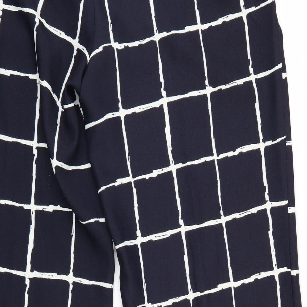 M&S Womens Blue Check  Trousers  Size 18 L31 in