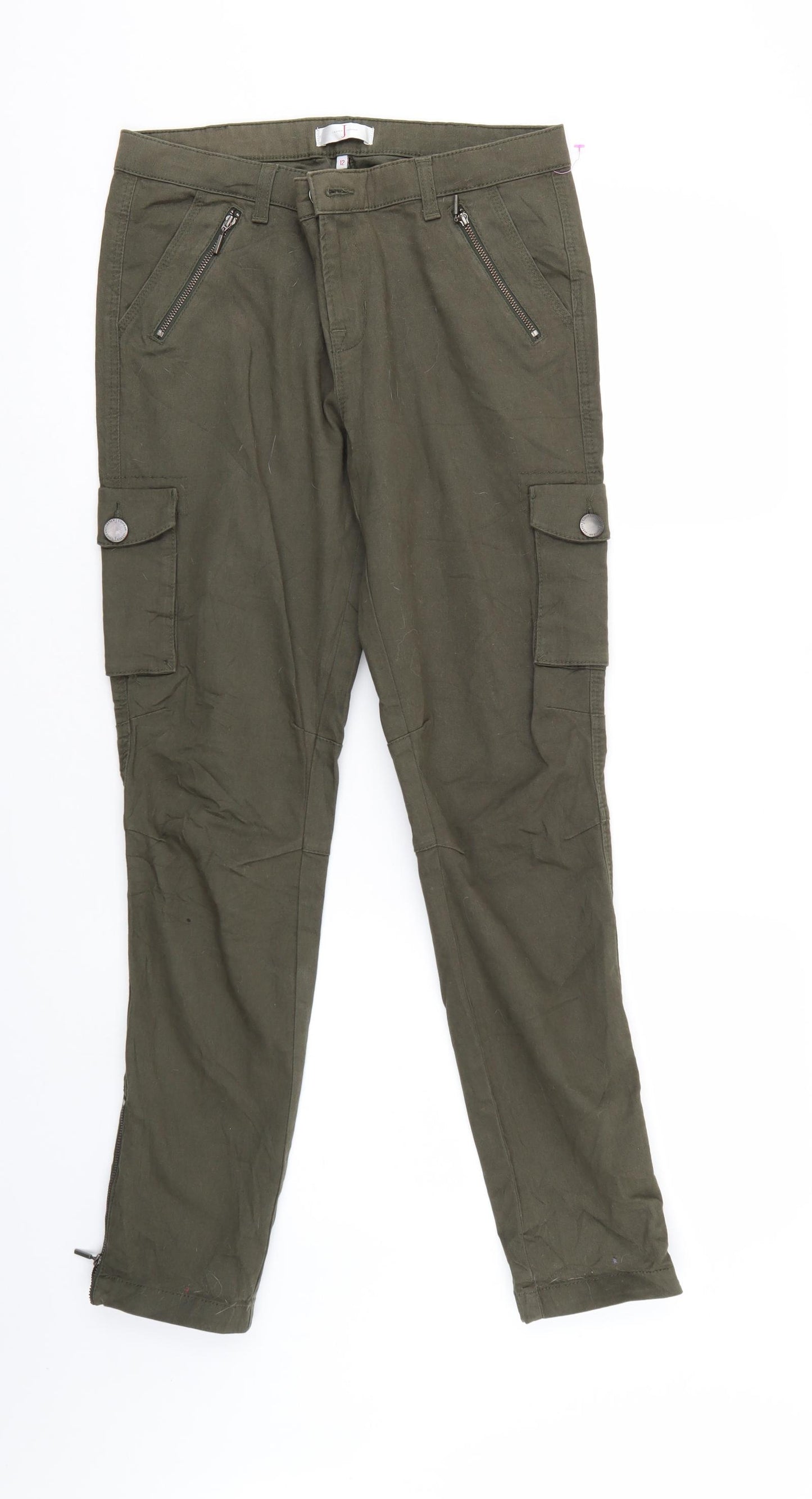 Jasper Conran Womens Green  Denim Cargo Trousers Size 12 L29 in