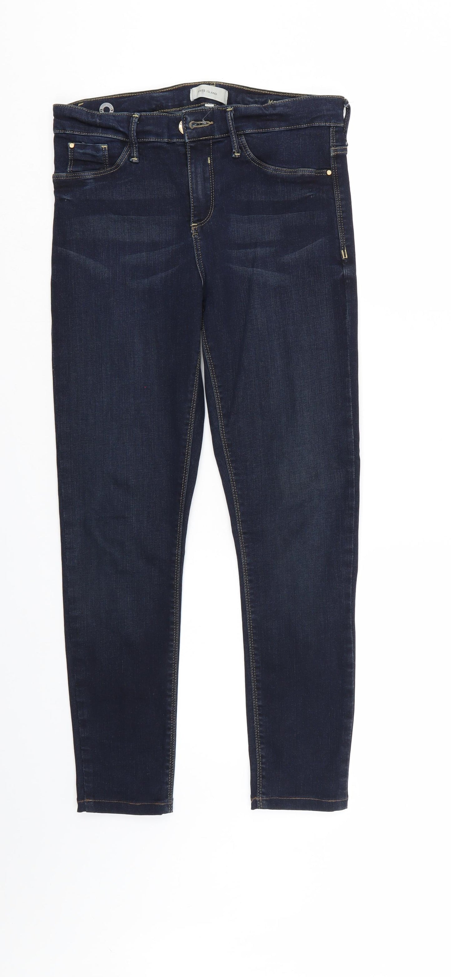 River Island Womens Blue  Denim Straight Jeans Size 10 L25 in