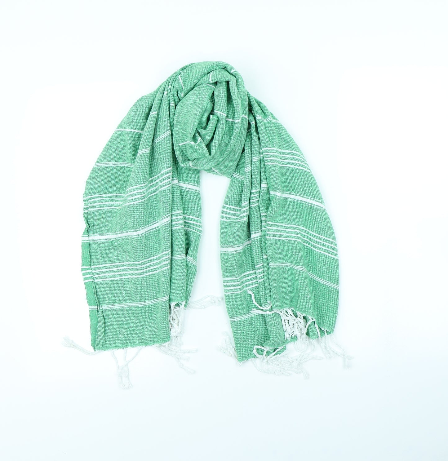 Preworn Womens Green Striped   Scarf