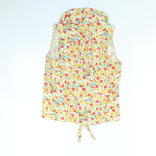 New Look Womens Yellow Floral  Basic Button-Up Size 8