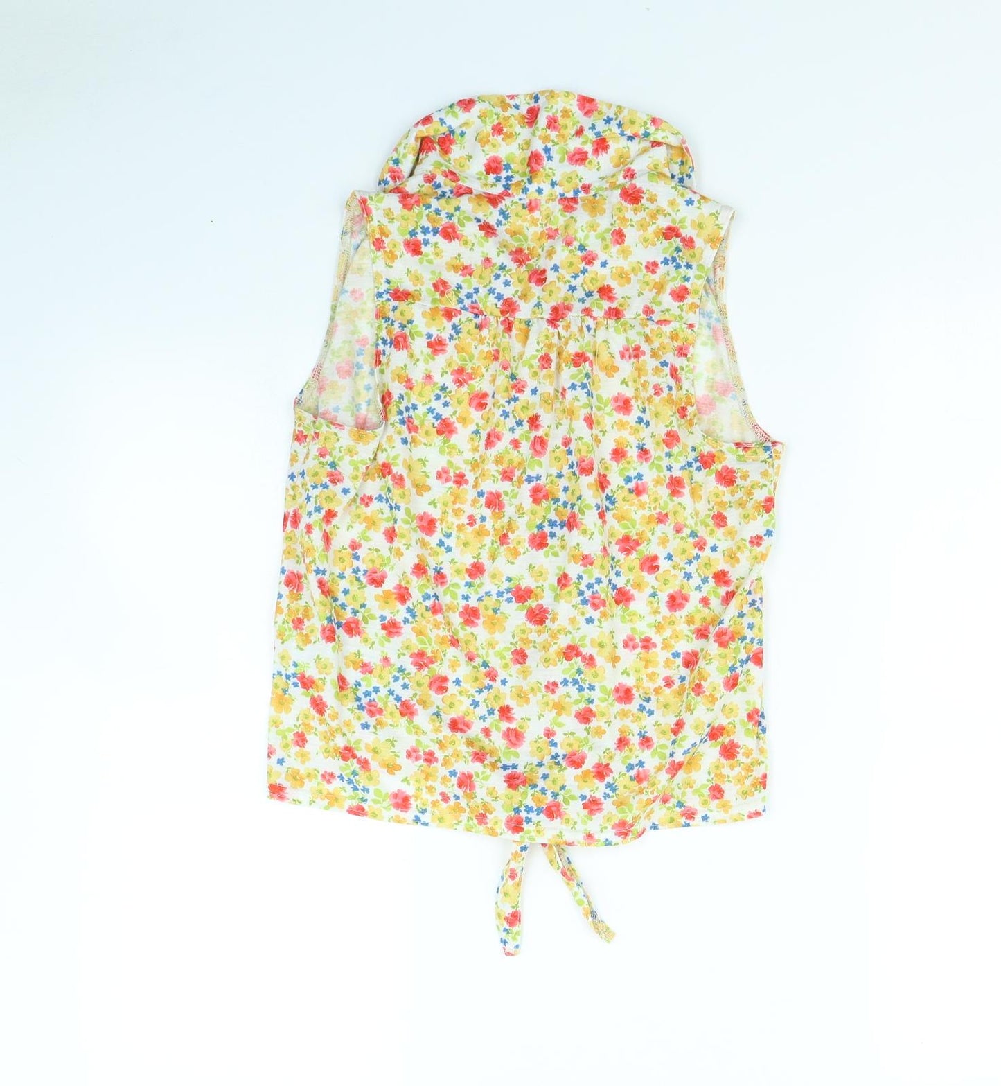 New Look Womens Yellow Floral  Basic Button-Up Size 8