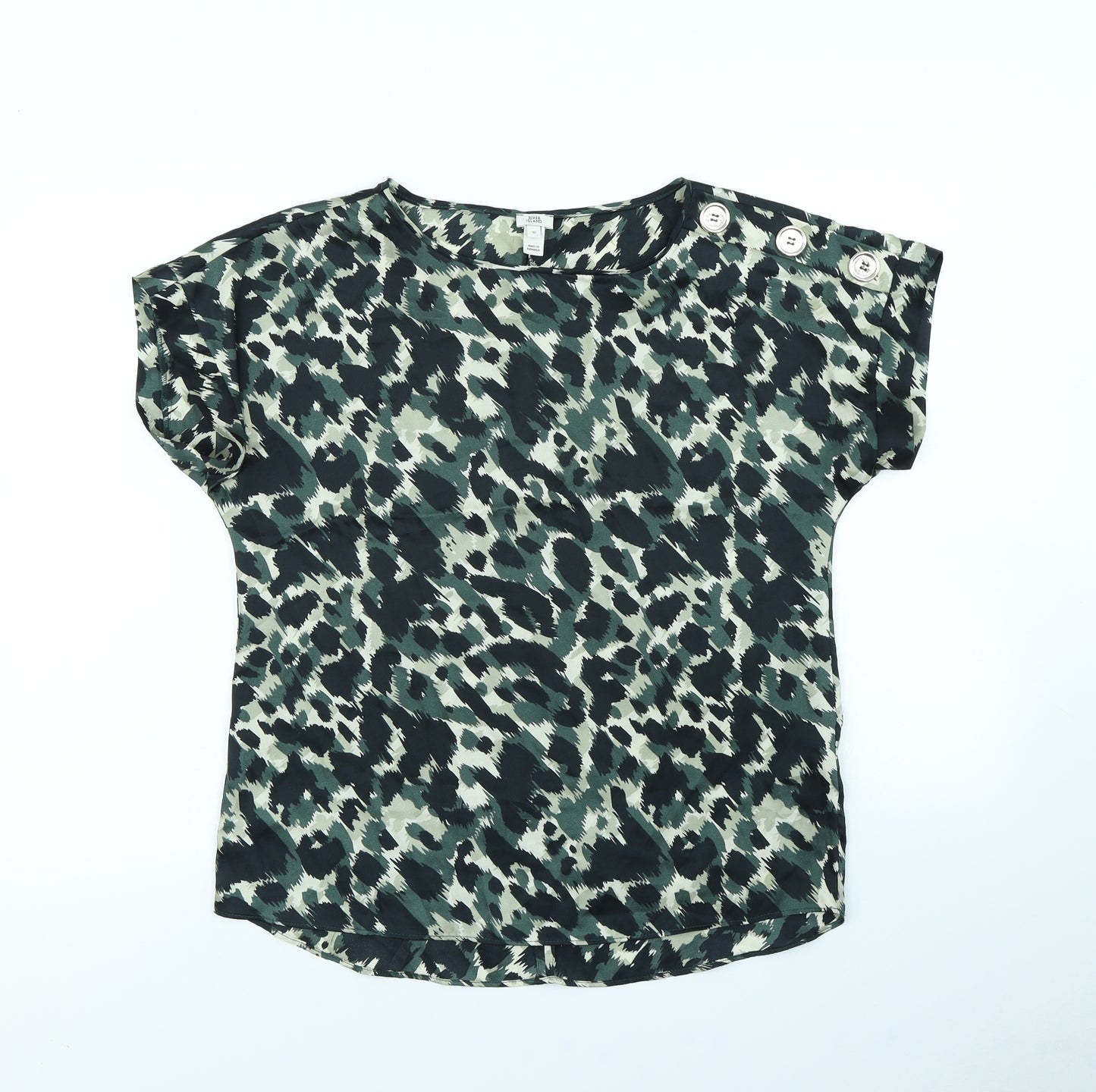 River Island Womens Green Animal Print  Basic Blouse Size 10