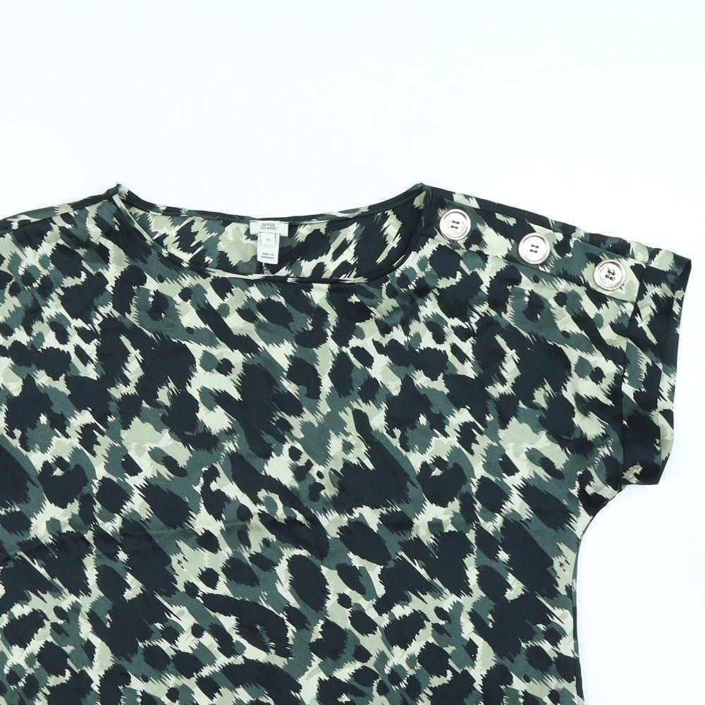 River Island Womens Green Animal Print  Basic Blouse Size 10