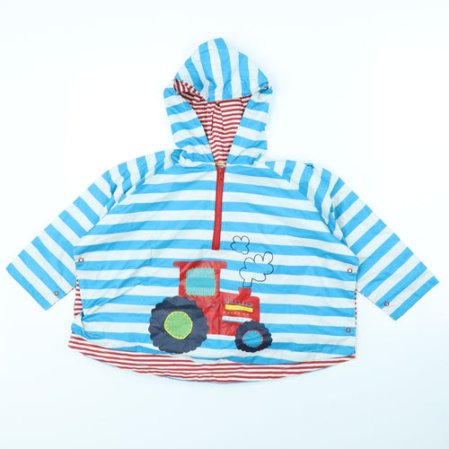 Mini Mode Boys Blue Striped  Rain Coat Coat Size 4 Years