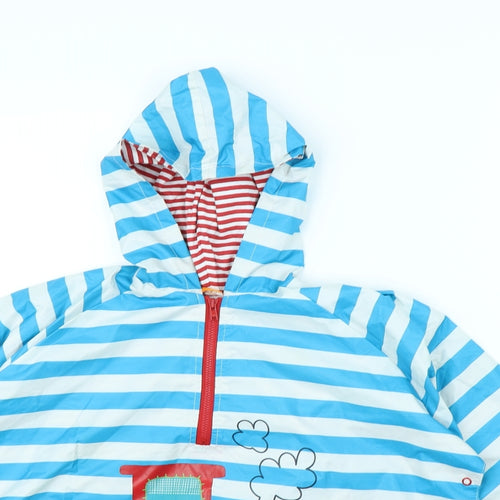 Mini Mode Boys Blue Striped  Rain Coat Coat Size 4 Years