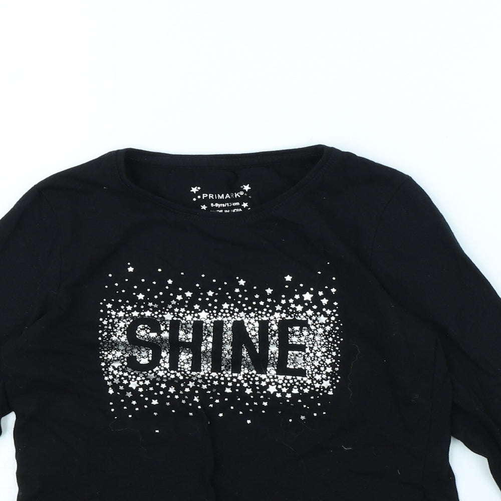Primark Girls Black   Basic T-Shirt Size 8 Years