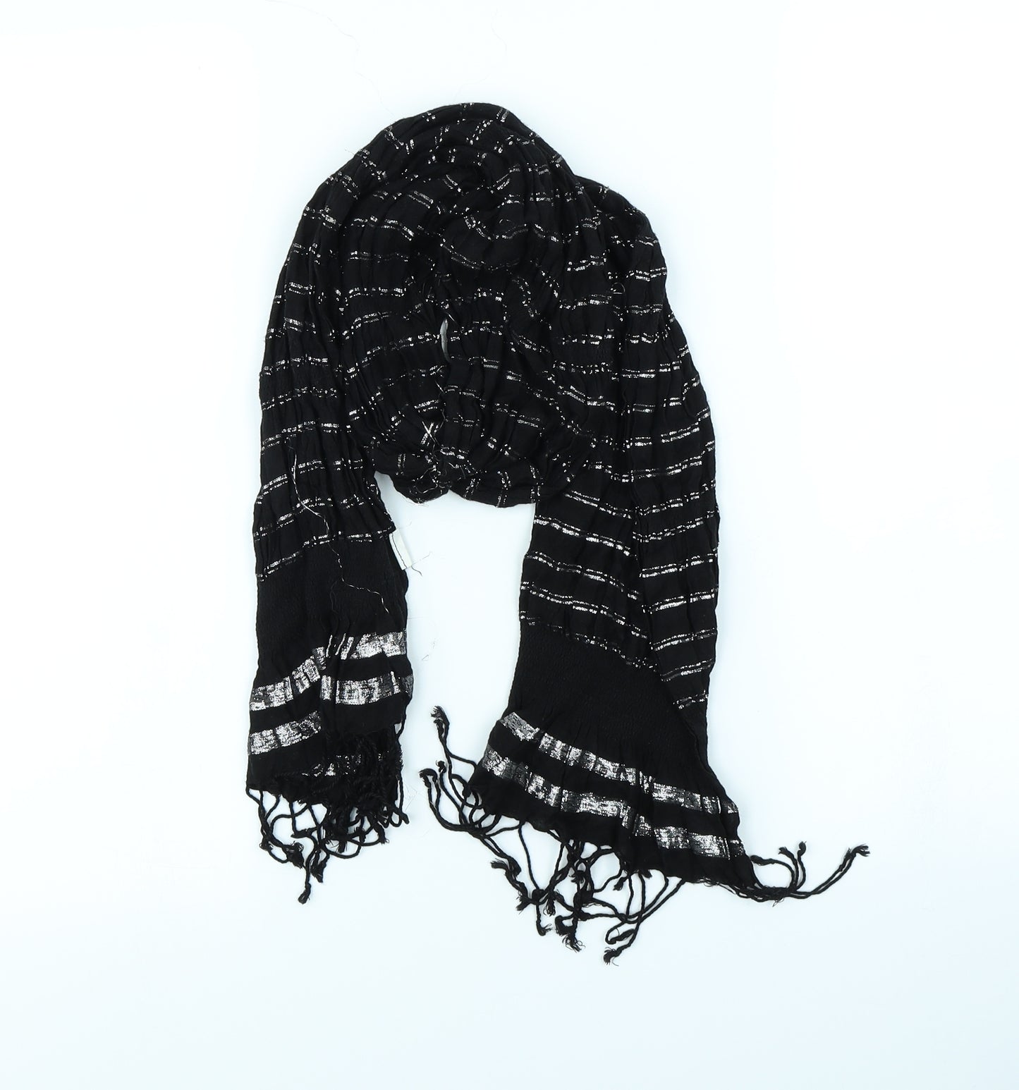 Preworn Womens Black Striped   Scarf
