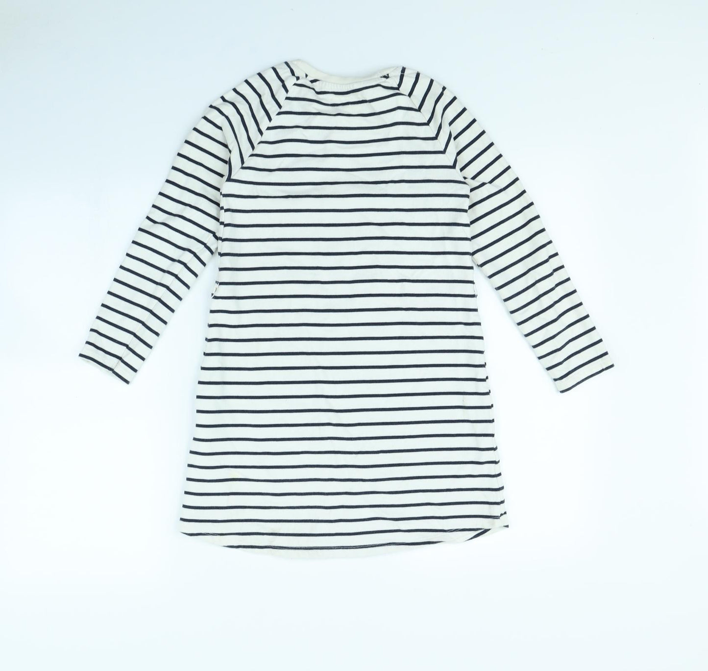 H&M Girls White Striped  Jumper Dress  Size 8 Years