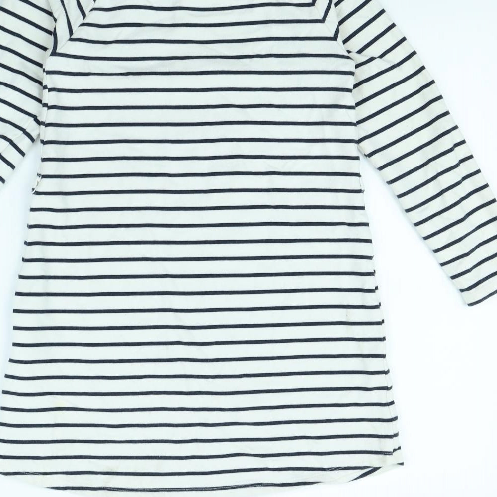 H&M Girls White Striped  Jumper Dress  Size 8 Years