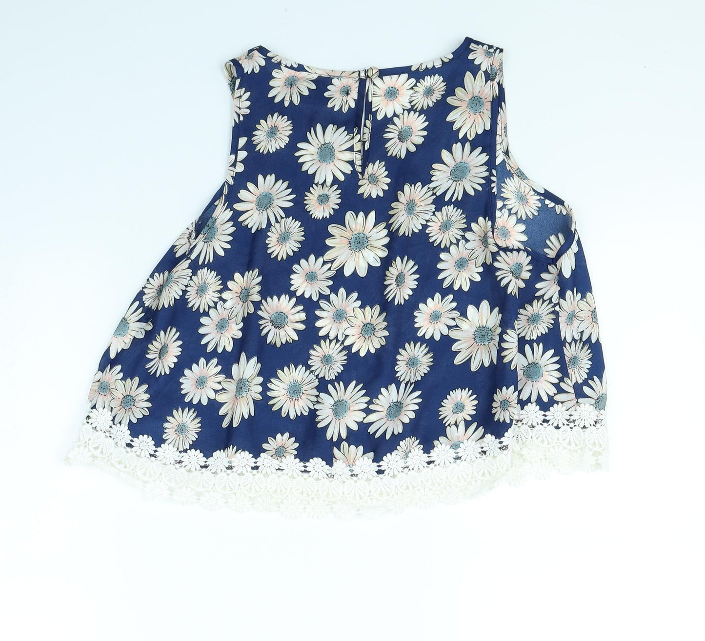 Hearts & Bows Womens Blue Floral  Basic T-Shirt Size 8