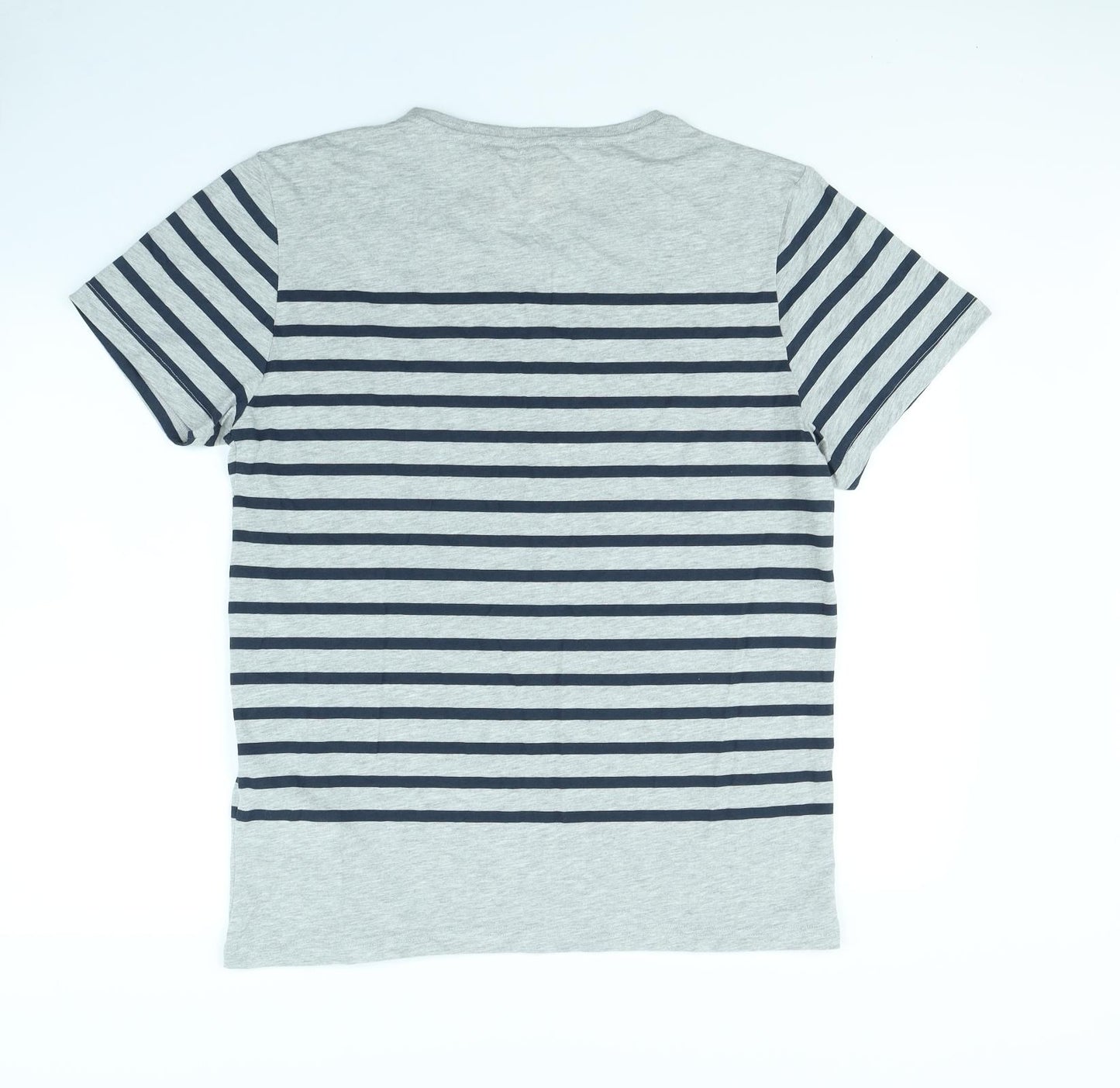 Soviet Mens Grey Striped   T-Shirt Size XL