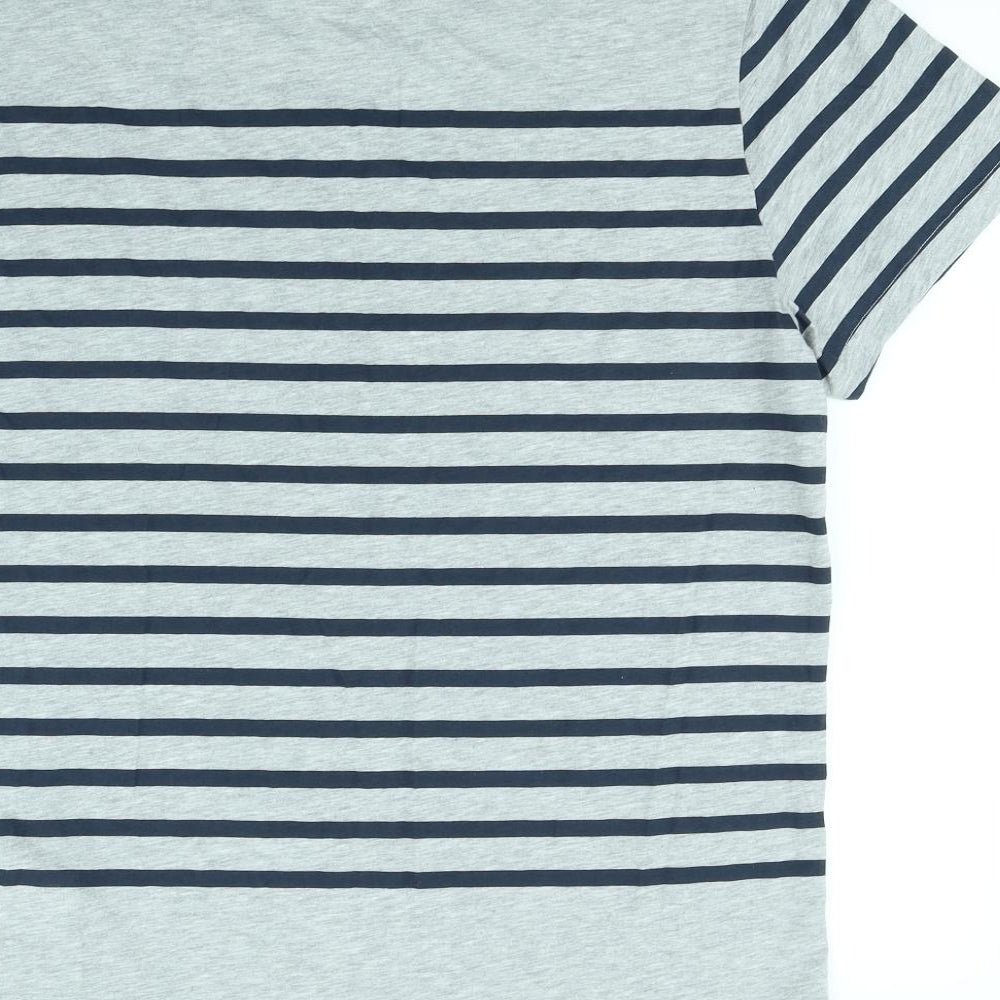 Soviet Mens Grey Striped   T-Shirt Size XL