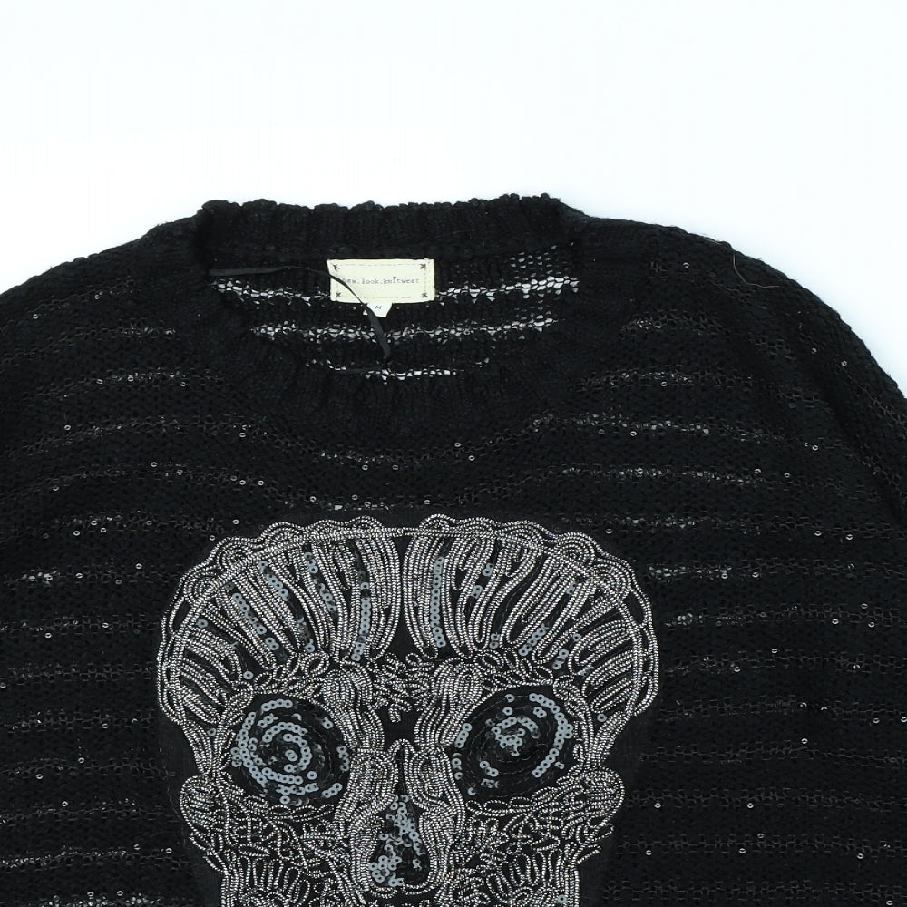 New Look Womens Black   Pullover Jumper Size M  - Skull