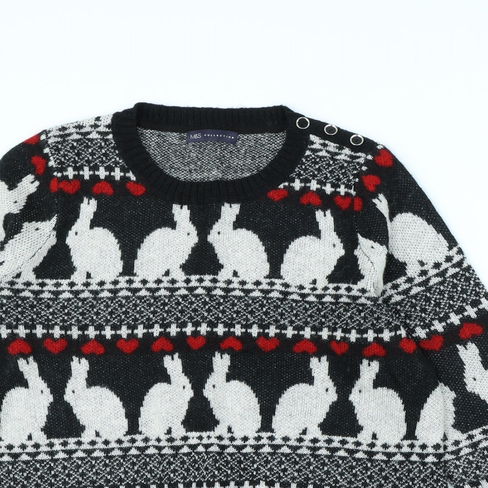 m&s Womens Black Striped  Pullover Jumper Size 18  - Rabbit