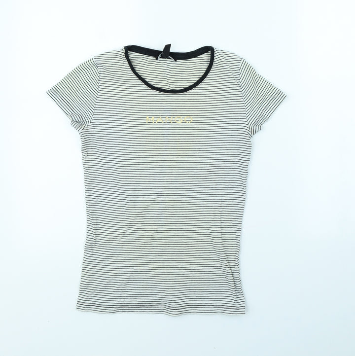 Mango Womens White Striped Basic T-Shirt Size M