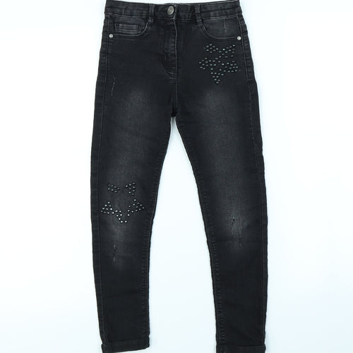 Preworn Girls Black   Skinny Jeans Size 8 Years