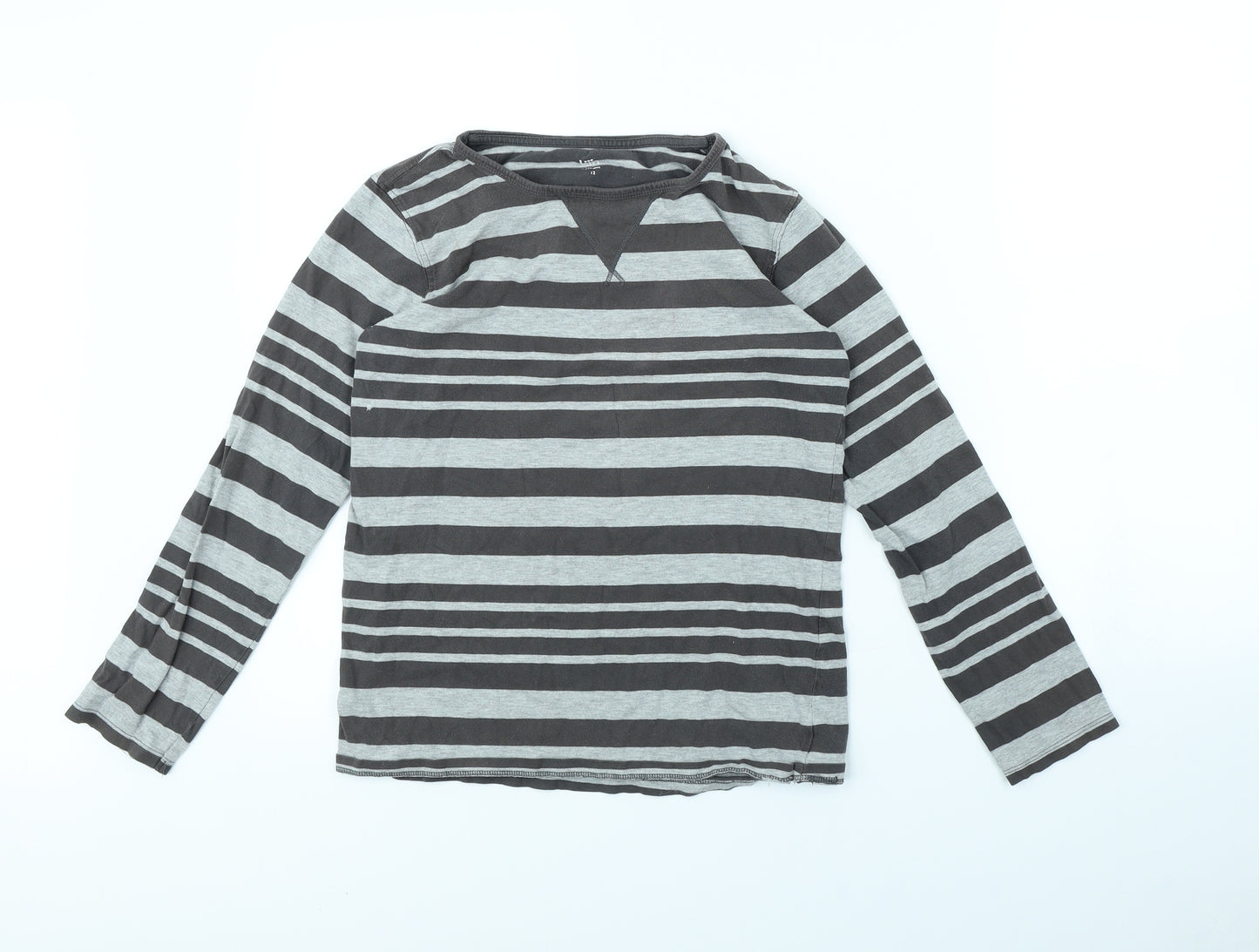 kiin Womens Grey Striped  Basic T-Shirt Size 12