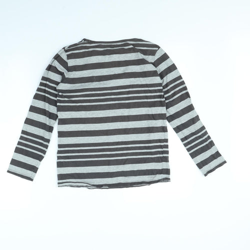 kiin Womens Grey Striped  Basic T-Shirt Size 12