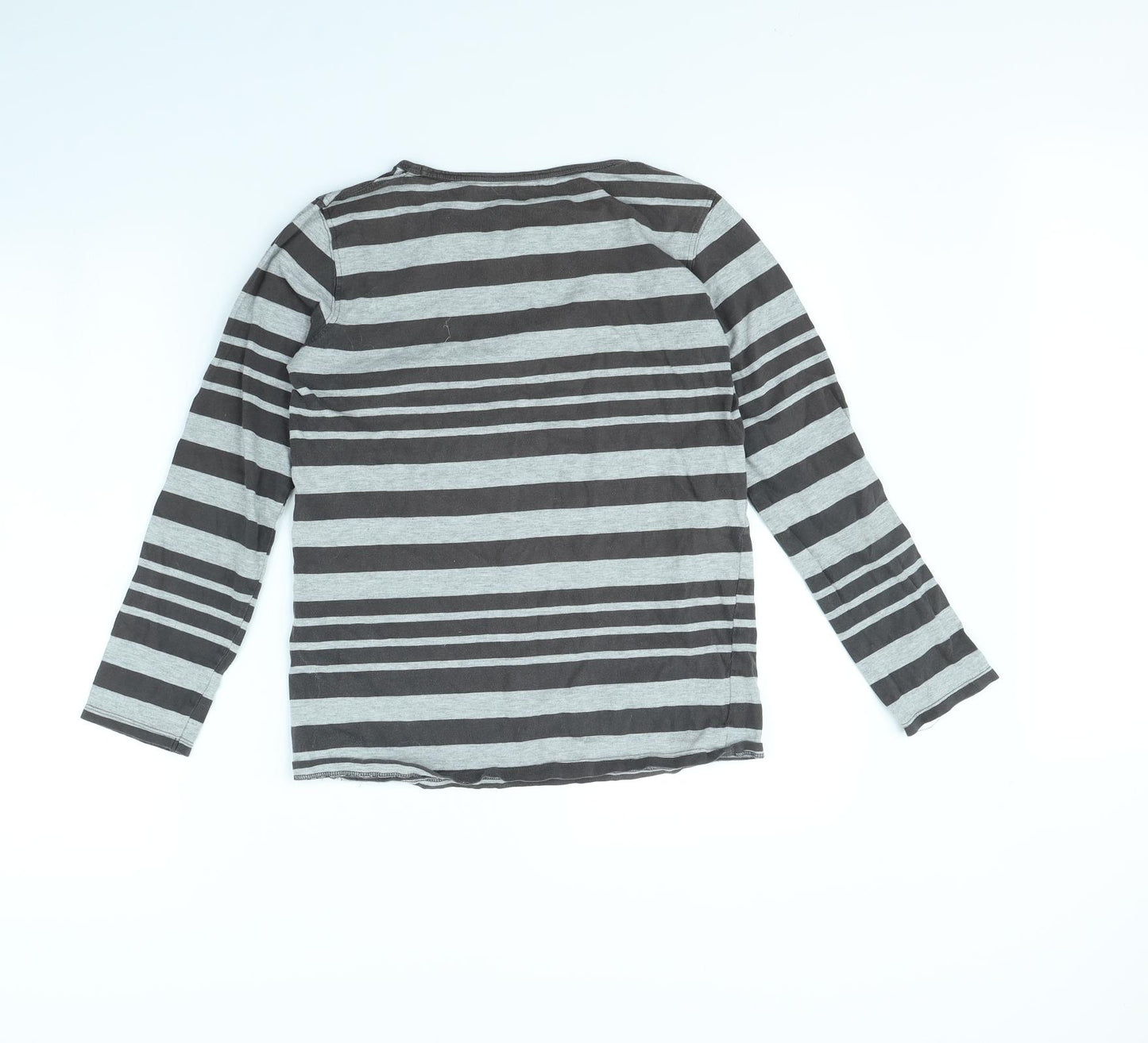kiin Womens Grey Striped  Basic T-Shirt Size 12