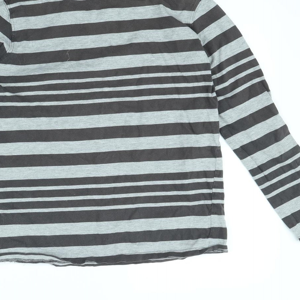 kiin Womens Grey Striped  Basic T-Shirt Size 12