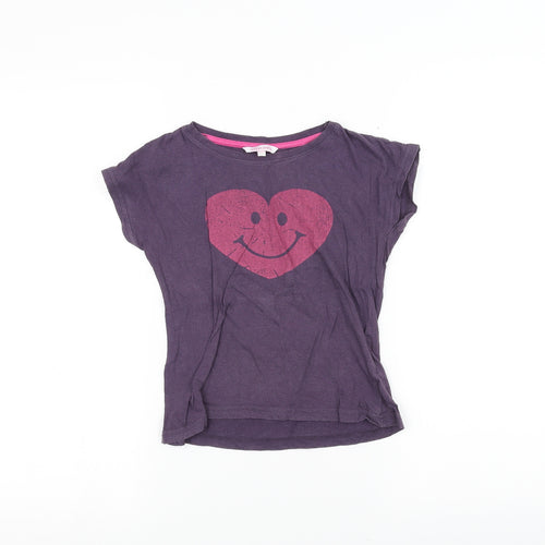 Miss E-vie Girls Purple   Basic T-Shirt Size 8-9 Years  - Love Heart