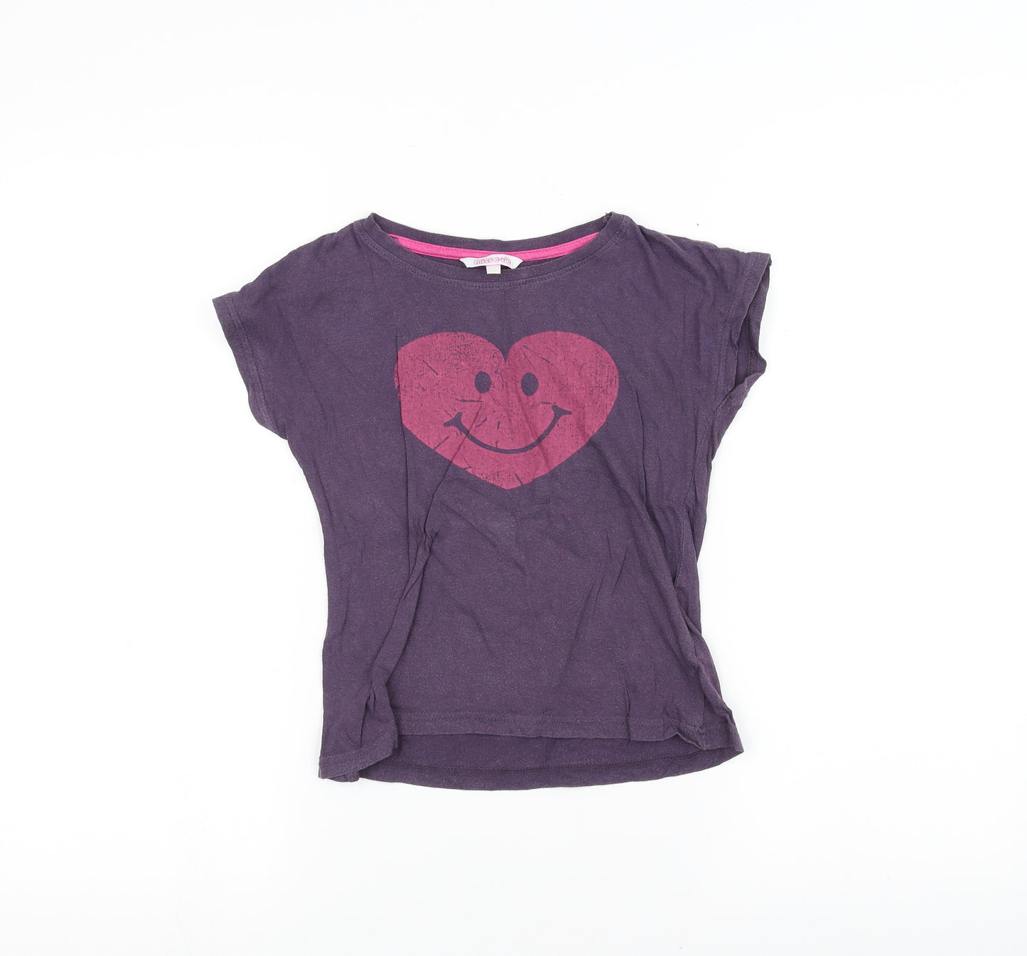 Miss E-vie Girls Purple   Basic T-Shirt Size 8-9 Years  - Love Heart