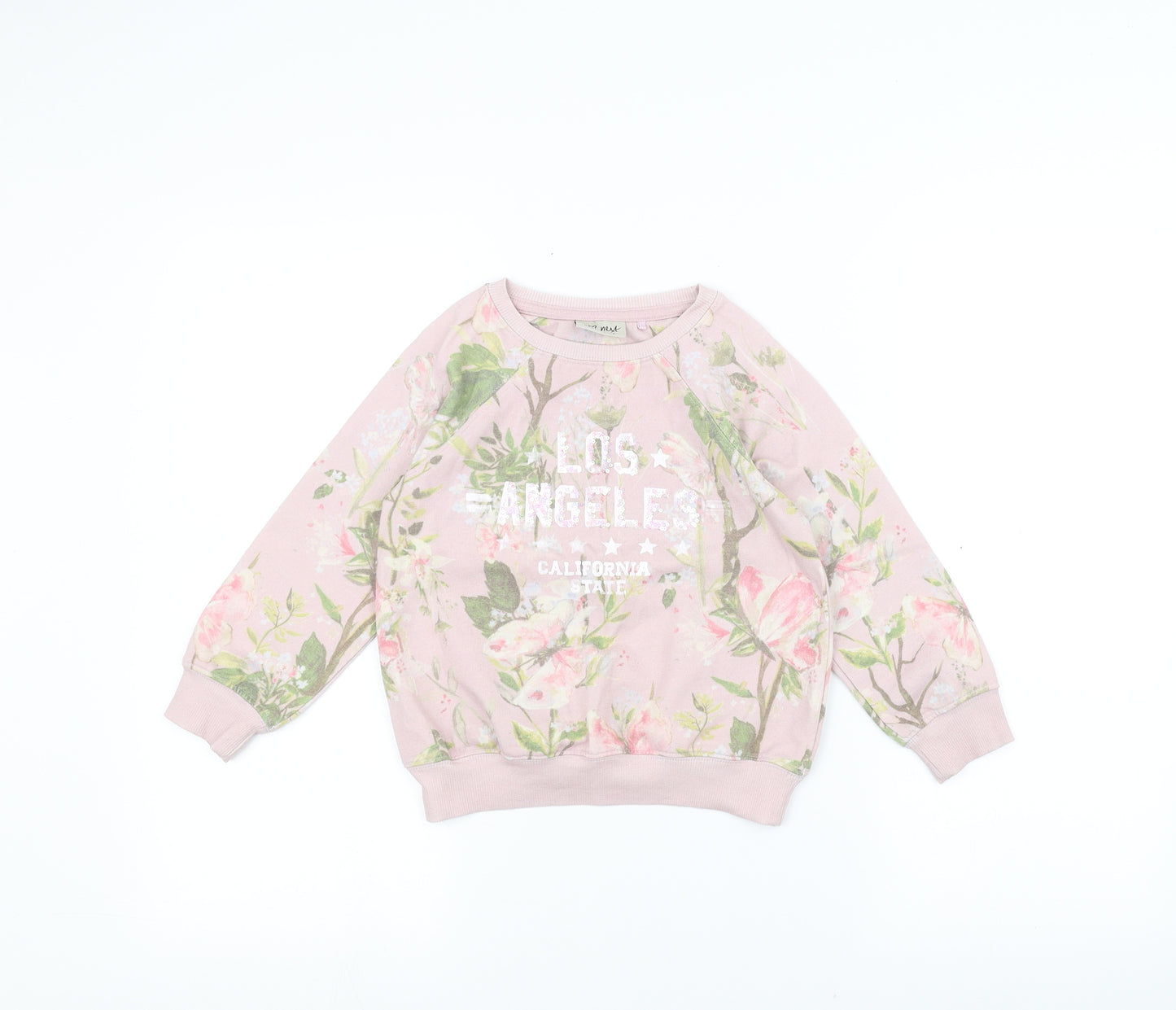 NEXT Girls Pink Floral  Pullover Jumper Size 4 Years
